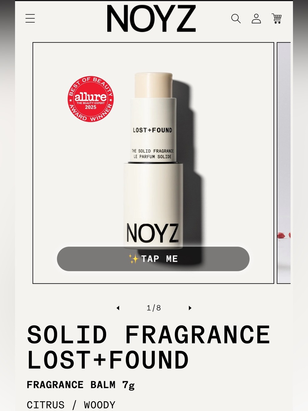 NOYZ SOLID FRAGRANCE LOST+FOUND FRAGRANCE BALM 7g CITRUS / WOODY IN BOX ALL NEW